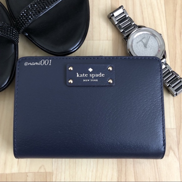 kate spade Handbags - Kate Spade Medium Wallet Bi-Fold Navy Blue NWT